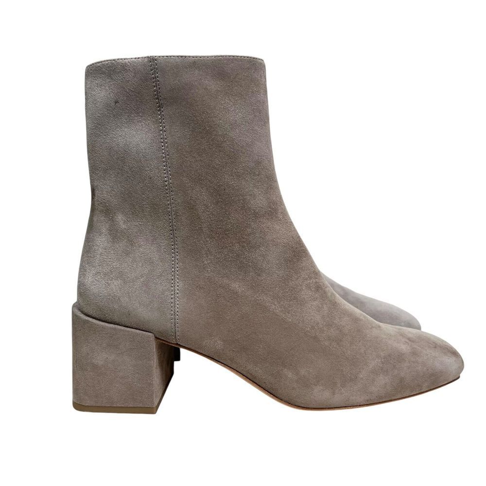 Vince Womens‎ Ankle Boots Kaye Suede Block Heel Square Toe  Zip Up Tan Size 8.5M